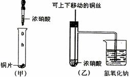 下图甲是课本中验证铜和浓硝酸反应的装置,乙,丙是师生对演示实验改进