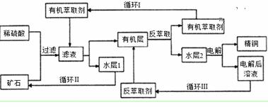 其中铜的萃取(铜从水层进入有机层的过程)和反萃