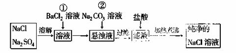 为了将混有硫酸钠的氯化钠提纯,并制得纯净的氯化钠溶液,某学生设计如