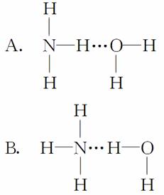 氨气溶于水时,大部分nh3与h2o以氢键(用"…"表示)结合形成nh3·h2o